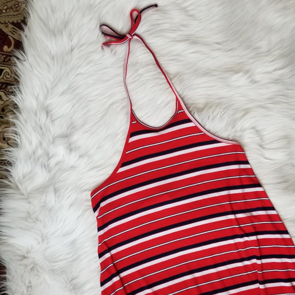 Mossimo Red White Blue Striped Halter Dress